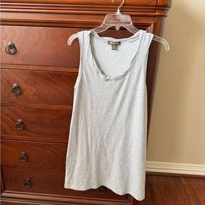 Tommy Bahama grey T-shirt dress with deep scalloped & twist accented nec…